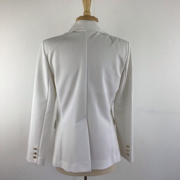 Vintage Koret of California White Stretch blazer with gold trim buttons size 12. - Picture 4 of 7